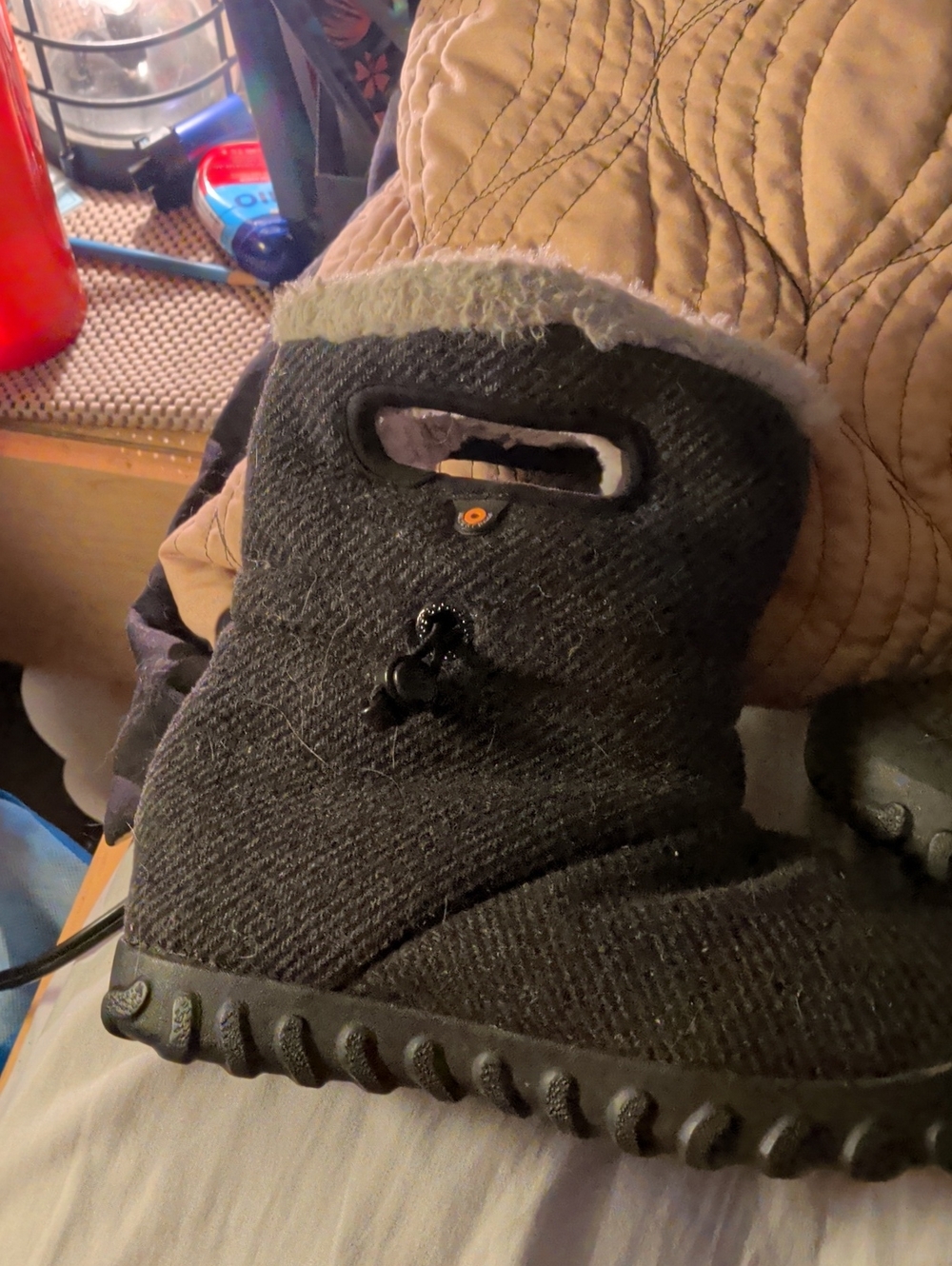 Bogs Kids Black Pull-On Winter Boots with Fleece Trim